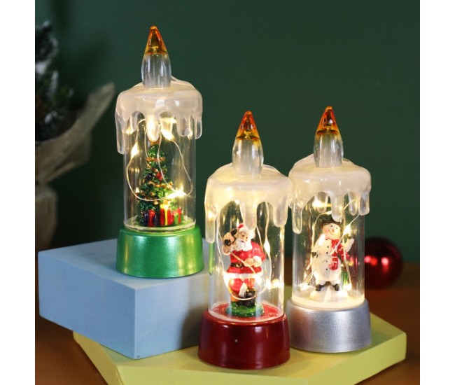 Decoratiune de Craciun tip Lumanare, Flippy, Lumanare de Cristal fara Fulgi de Zapada, Model Mos Craciun, Iluminare LED, 13 x 5 x 5 cm, Baza Rosie, Transparent Decoratiune de Craciun tip Lumanare, Flippy, Lumanare de Cristal fara Fulgi de Zapada, Model Mos Craciun, Iluminare LED, 13 x 5 x 5 cm, Baza Rosie, Transparent