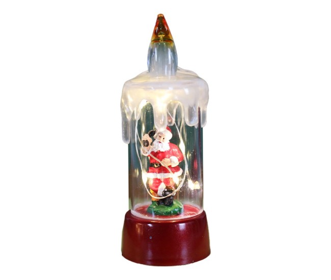 Decoratiune de Craciun tip Lumanare, Flippy, Lumanare de Cristal fara Fulgi de Zapada, Model Mos Craciun, Iluminare LED, 13 x 5 x 5 cm, Baza Rosie, Transparent Decoratiune de Craciun tip Lumanare, Flippy, Lumanare de Cristal fara Fulgi de Zapada, Model Mos Craciun, Iluminare LED, 13 x 5 x 5 cm, Baza Rosie, Transparent