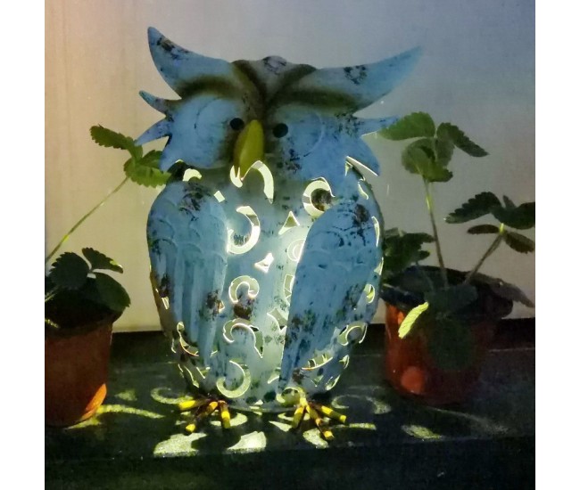 Decoratiune de Gradina cu Lampa solara, Flippy, Model Bufnita, Iluminare Led si Incarcare Solara, 20.5 x 10 x 25.5 cm, din Fier, Gri Alb Decoratiune de Gradina cu Lampa solara, Flippy, Model Bufnita, Iluminare Led si Incarcare Solara, 20.5 x 10 x 25.5 cm, din Fier, Gri Alb