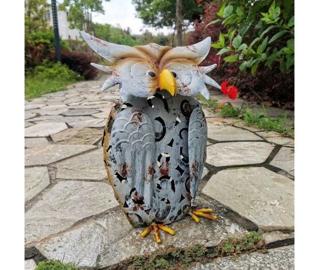 Decoratiune de Gradina cu Lampa solara, Flippy, Model Bufnita, Iluminare Led si Incarcare Solara, 20.5 x 10 x 25.5 cm, din Fier, Gri Alb Decoratiune de Gradina cu Lampa solara, Flippy, Model Bufnita, Iluminare Led si Incarcare Solara, 20.5 x 10 x 25.5 cm, din Fier, Gri Alb