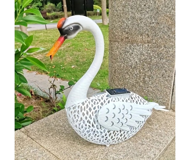 Decoratiune de Gradina cu Lampa solara, Flippy, Model Lebada, Iluminare Led si Incarcare Solara, 39.5 x 35.5 x 14 cm, din Fier, Alb Decoratiune de Gradina cu Lampa solara, Flippy, Model Lebada, Iluminare Led si Incarcare Solara, 39.5 x 35.5 x 14 cm, din Fier, Alb
