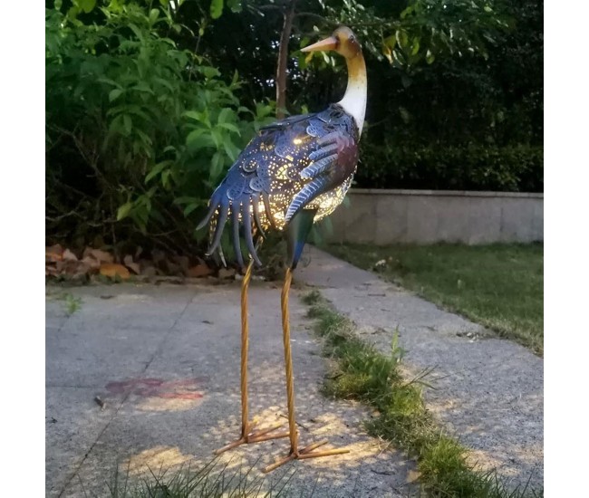 Decoratiune de Gradina cu Lampa solara, Flippy, Model Pasare, Iluminare Led si Incarcare Solara, 57 x 32 x 17 cm, pentru Exterior, Multicolor