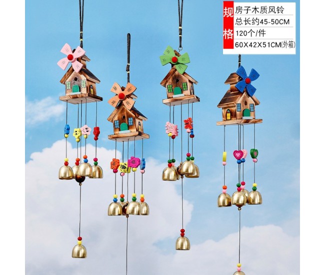 Decoratiune gradina pentru vant, Flippy, 45-50 cm, casute diverse, Multicolor