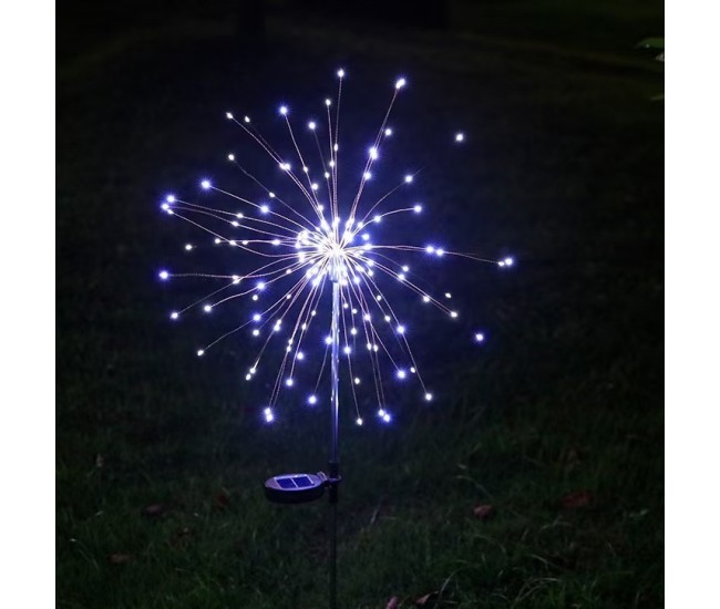 Lampa Solara, Flippy, Decor Gradina, Model Fireworks/Artificii, din Sarma de Cupru, 120 LED-uri, 55W, 90 cm, Alb Rece