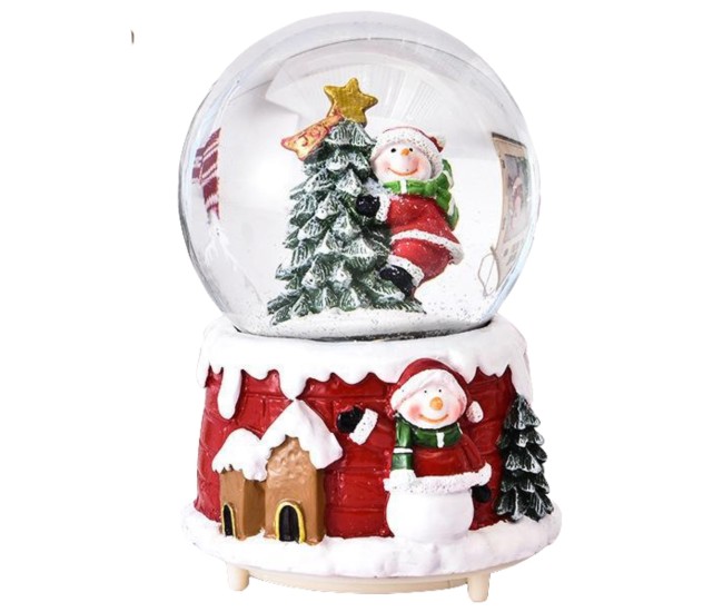 Decoratiune glob cu zapada Flippy, Mos Craciun in brad, diametru 4.5 cm, multicolor Decoratiune glob cu zapada Flippy, Mos Craciun in brad, diametru 4.5 cm, multicolor