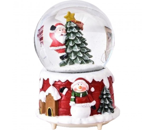 Decoratiune glob cu zapada Flippy, Mos Craciun in brad, diametru 6.5 cm, multicolor Decoratiune glob cu zapada Flippy, Mos Craciun in brad, diametru 6.5 cm, multicolor