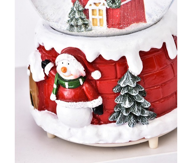 Decoratiune glob cu zapada Flippy, Mos Craciun pe casa, diametru 4.5 cm, multicolor