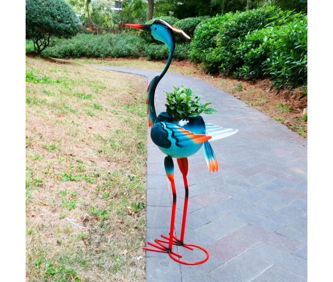Decoratiune pentru Gradina, Flippy, Flamingo pentru Gradina cu Suport pentru Plante Flori, Ornament de Ghiveci de Flori, Model Flamingo, din Fier, 71 x 34 x 22 cm, Albastru Decoratiune pentru Gradina, Flippy, Flamingo pentru Gradina cu Suport pentru Plante Flori, Ornament de Ghiveci de Flori, Model Flamingo, din Fier, 71 x 34 x 22 cm, Albastru