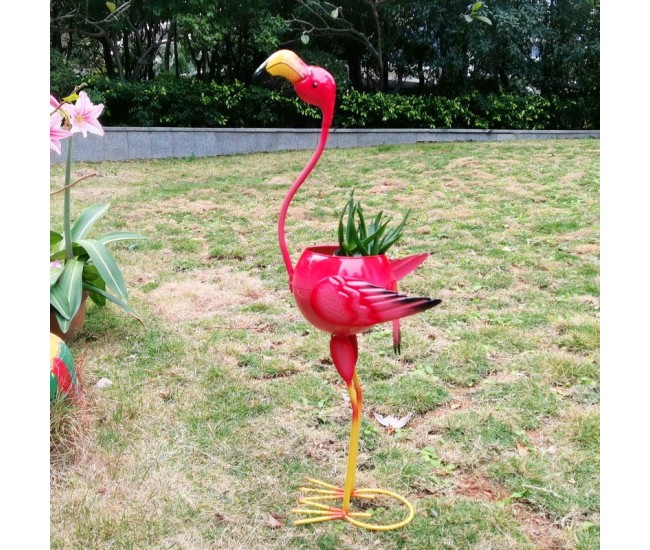 Decoratiune pentru Gradina, Flippy, Flamingo pentru Gradina cu Suport pentru Plante Flori, Ornament de Ghiveci de Flori, Model Flamingo, din Fier, 73 x 34 x 22 cm, Roz Decoratiune pentru Gradina, Flippy, Flamingo pentru Gradina cu Suport pentru Plante Flori, Ornament de Ghiveci de Flori, Model Flamingo, din Fier, 73 x 34 x 22 cm, Roz