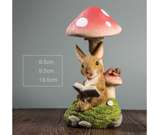 Decoratiune pentru Gradina, Flippy, Lumini LED cu Incarcare solara, 19.5 x 9.5 x 9.5 cm, Model Ciuperca cu Iepuras care Citeste, Maro deschis Decoratiune pentru Gradina, Flippy, Lumini LED cu Incarcare solara, 19.5 x 9.5 x 9.5 cm, Model Ciuperca cu Iepuras care Citeste, Maro deschis