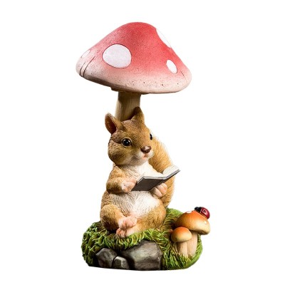 Decoratiune pentru Gradina, Flippy, Lumini LED cu Incarcare solara, 19.5 x 9.5 x 9.5 cm, Model Ciuperca cu Veverita care Citeste, Maro Decoratiune pentru Gradina, Flippy, Lumini LED cu Incarcare solara, 19.5 x 9.5 x 9.5 cm, Model Ciuperca cu Veverita care Citeste, Maro