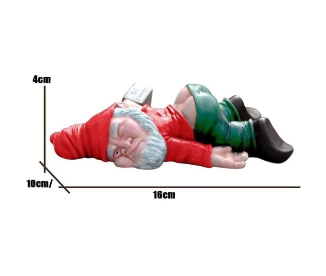 Decoratiune pentru Gradina, Flippy, Model Pitic de Gradina Beat, Statuie Amuzanta pentru Gradina, Decor pentru Gradina, Gnom Beat, 15 cm, Rosu