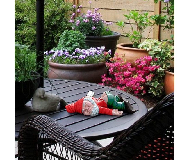 Decoratiune pentru Gradina, Flippy, Model Pitic de Gradina Beat, Statuie Amuzanta pentru Gradina, Decor pentru Gradina, Gnom Beat, 18 cm, Rosu