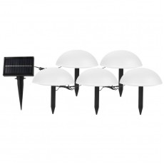 Decoratiune pentru gradina, lampi solare in forma de ciuperca, 5 ciuperci, alb rece