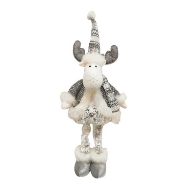 Figurina Craciun, Flippy, Ren, Picioare Telescopice, Inaltime Reglabila 52-82cm, Gri