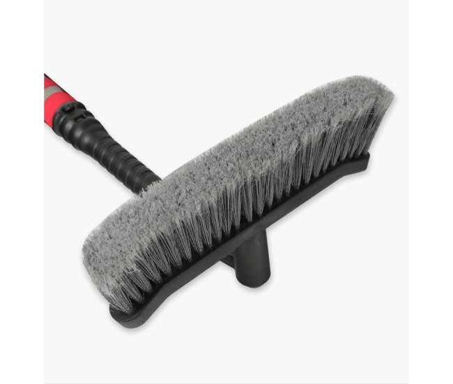 Perie de Zapada cu Racleta pentru Masina, Flippy, Multifunctionala, Rotativa, Demontabila, cu Maner Antiderapant, Aluminiu, Plastic, Fragmentarea Ghetii de pe Parbriz, Solutia pentru Iarna, pentru Dezghetare, 54x10.5x27 cm, Rosie