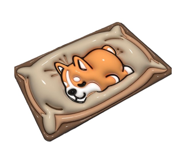 Covor de Baie, Flippy, 3D, din Spuma, Antialunecare, Absorbant, 40 x 60 cm, Model Caine, Portocaliu