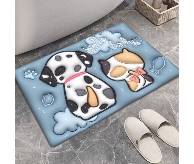 Covor de Baie, Flippy, 3D, din Spuma, Antialunecare, Absorbant, 40 x 60 cm, Model Catel si Pisica, Multicolor Covor de Baie, Flippy, 3D, din Spuma, Antialunecare, Absorbant, 40 x 60 cm, Model Catel si Pisica, Multicolor