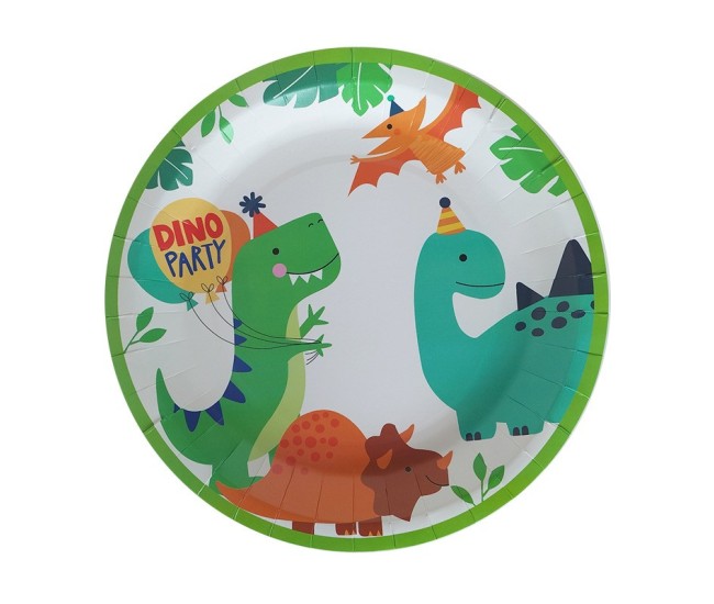 Set 10 Farfurii de Carton Happy Birthday, Flippy, 23 cm, Tematica Aniversare, Model Dinozauri, Multicolor Set 10 Farfurii de Carton Happy Birthday, Flippy, 23 cm, Tematica Aniversare, Model Dinozauri, Multicolor
