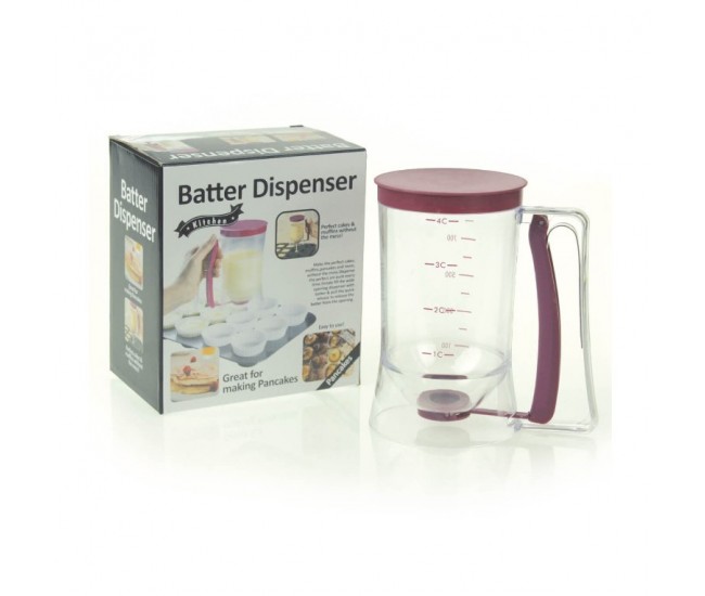 Dispenser de aluat pentru prajituri Flippy, Batter Dispenser, din plastic, maner cu arc, 900 ml, usor de manipulat si utilizat, Mov Dispenser de aluat pentru prajituri Flippy, Batter Dispenser, din plastic, maner cu arc, 900 ml, usor de manipulat si utilizat, Mov