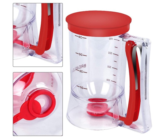 Dispenser de Aluat pentru Prajituri, Flippy, din Plastic, Maner cu Arc, 900 ml, 18.5 x 11 cm, Rosu Dispenser de Aluat pentru Prajituri, Flippy, din Plastic, Maner cu Arc, 900 ml, 18.5 x 11 cm, Rosu