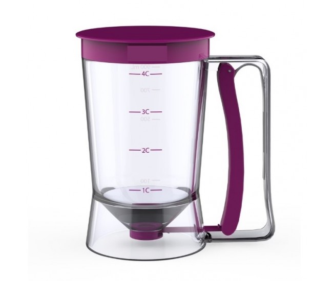 Dispenser de aluat pentru prajituri Flippy, Batter Dispenser, din plastic, maner cu arc, 900 ml, usor de manipulat si utilizat, Mov Dispenser de aluat pentru prajituri Flippy, Batter Dispenser, din plastic, maner cu arc, 900 ml, usor de manipulat si utilizat, Mov