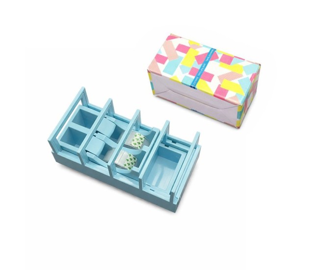 Dispenser de Banda Adeziva, Flippy, Suport pentru Banda Adeziva pentru Birou, Scoala, din Plastic, 15,5 x 7,7 x 7,4 cm, Albastru deschis