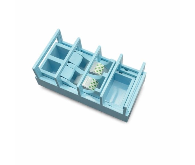 Dispenser de Banda Adeziva, Flippy, Suport pentru Banda Adeziva pentru Birou, Scoala, din Plastic, 15,5 x 7,7 x 7,4 cm, Albastru deschis