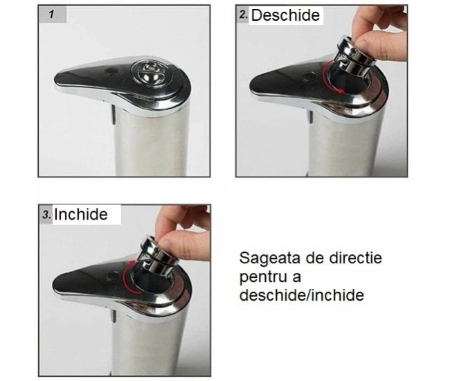 Dispenser pentru Sapun Lichid/Dezinfectant, Flippy, cu Senzor Infrarosu de Miscare, din Otel Inoxidabil, 250 ml, 19 x 11 cm, Gri Dispenser pentru Sapun Lichid/Dezinfectant, Flippy, cu Senzor Infrarosu de Miscare, din Otel Inoxidabil, 250 ml, 19 x 11 cm, Gri