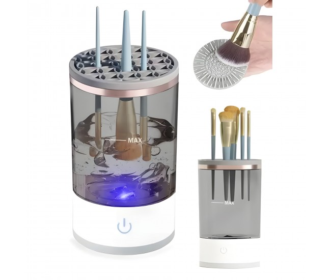 Dispozitiv Portabil de Curatare a Pensulelor de Machiaj, Flippy, Potrivit pentru Pensule de Diferite Dimensiuni, 5V, 7000RPM, Vibratii Sonice, USB, Alb/Transparent, 9x9x16 cm Dispozitiv Portabil de Curatare a Pensulelor de Machiaj, Flippy, Potrivit pentru Pensule de Diferite Dimensiuni, 5V, 7000RPM, Vibratii Sonice, USB, Alb/Transparent, 9x9x16 cm