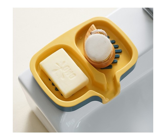 Savoniera Dubla, Flippy, Sistem de Scurgere a Apei, din ABS, 14.5 x 18 x 3 cm, Albastru/Galben Savoniera Dubla, Flippy, Sistem de Scurgere a Apei, din ABS, 14.5 x 18 x 3 cm, Albastru/Galben