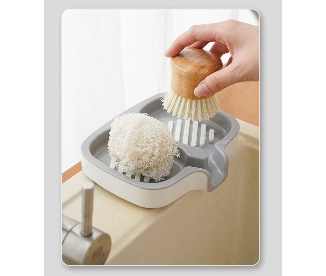 Savoniera Dubla, Flippy, Sistem de Scurgere a Apei, din ABS, 14.5 x 18 x 3 cm, Alb/Gri