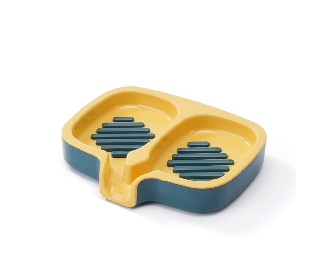 Savoniera Dubla, Flippy, Sistem de Scurgere a Apei, din ABS, 14.5 x 18 x 3 cm, Albastru/Galben Savoniera Dubla, Flippy, Sistem de Scurgere a Apei, din ABS, 14.5 x 18 x 3 cm, Albastru/Galben