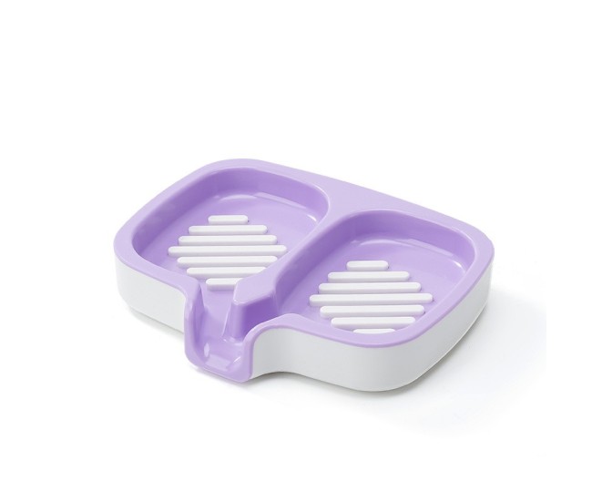 Savoniera Dubla, Flippy, Sistem de Scurgere a Apei, din ABS, 14.5 x 18 x 3 cm, Mov/Alb Savoniera Dubla, Flippy, Sistem de Scurgere a Apei, din ABS, 14.5 x 18 x 3 cm, Mov/Alb