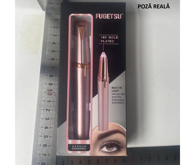 Epilator de Sprancene, Flippy, Aparat de Tuns Facial sub Forma de Creion, Portabil, Alimentare cu Baterii, 13x1.5cm, Roz