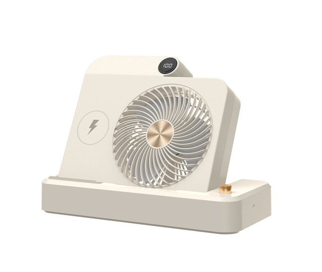 Ventilator 2in1, Flippy, Functie Incarcare Telefon Wireless, 100 Trepte de Viteza, 2400 mAh, 5V, 2A, 25 x 16.5 x 24 cm, Bej Ventilator 2in1, Flippy, Functie Incarcare Telefon Wireless, 100 Trepte de Viteza, 2400 mAh, 5V, 2A, 25 x 16.5 x 24 cm, Bej