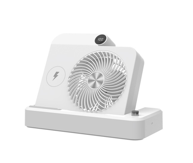 Ventilator 2in1, Flippy, Functie Incarcare Telefon Wireless, 100 Trepte de Viteza, 2400 mAh, 5V, 2A, 25 x 16.5 x 24 cm, Alb Ventilator 2in1, Flippy, Functie Incarcare Telefon Wireless, 100 Trepte de Viteza, 2400 mAh, 5V, 2A, 25 x 16.5 x 24 cm, Alb