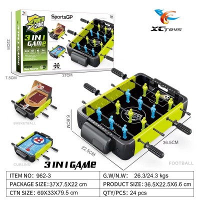 Masa de fotbal cu teren  Flippy, 4 manere, cu Tablou Scor, din Metal, Lemn si ABS, 37x7.5x22 cm, Design Verde, pentru copii/adulti