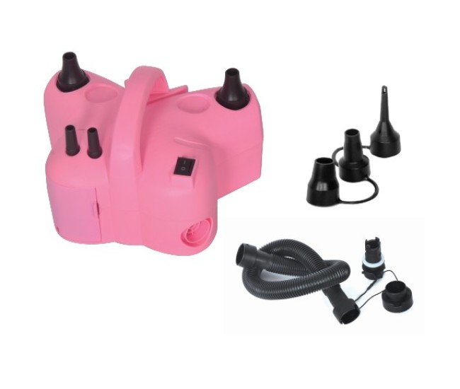 Pompa Electrica de Umflat Baloane, Flippy, cu Doua Iesiri, Accesorii Incluse, 220V, Putere 600W, Accesorii petrecere, Roz