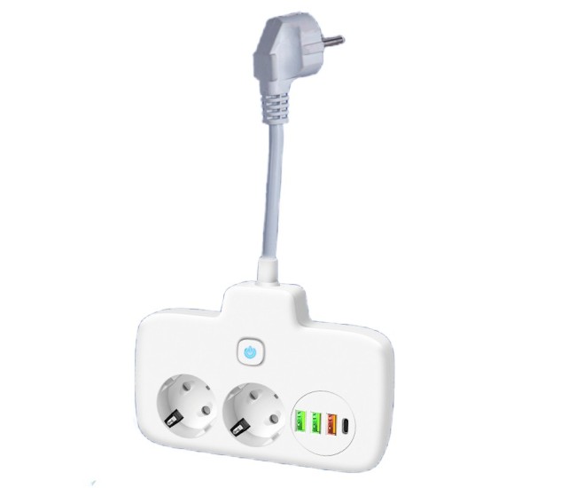 Adaptor Priza, Flippy, 6 in 1, 2 Prize Standard, 3 Porturi USB, 1 Port Tip C, Buton Oprire, 2500W, din PC, Alb Adaptor Priza, Flippy, 6 in 1, 2 Prize Standard, 3 Porturi USB, 1 Port Tip C, Buton Oprire, 2500W, din PC, Alb
