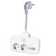 Adaptor Priza, Flippy, 6 in 1, 2 Prize Standard, 3 Porturi USB, 1 Port Tip C, Buton Oprire, 2500W, din PC, Alb Adaptor Priza, Flippy, 6 in 1, 2 Prize Standard, 3 Porturi USB, 1 Port Tip C, Buton Oprire, 2500W, din PC, Alb