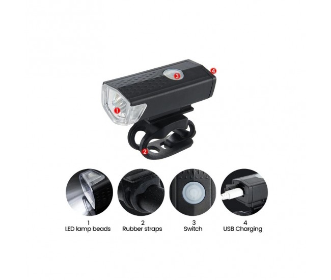 Far cu LED proiector pentru bicicleta\trotineta, Flippy, reincarcabil, cablu USB inclus, 3 moduri de lumina, IPX4, Negru, 6.5x2.9x2.3 cm Far cu LED proiector pentru bicicleta\trotineta, Flippy, reincarcabil, cablu USB inclus, 3 moduri de lumina, IPX4, Negru, 6.5x2.9x2.3 cm