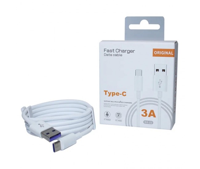 Cablu Date si Incarcare Flippy, SX-22, USB la Type-C, 3A Fast Charge, 1 m, cip protectie invelis rezistent la indoire TPE, Alb Cablu Date si Incarcare Flippy, SX-22, USB la Type-C, 3A Fast Charge, 1 m, cip protectie invelis rezistent la indoire TPE, Alb