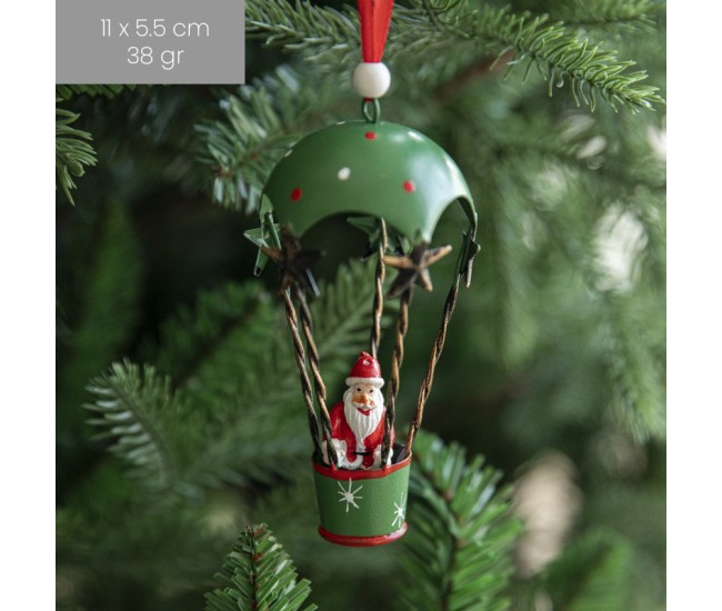 Figurina pentru Brad de Craciun, Flippy, Model Mos Craciun in Balon cu Aer Cald, Ornament pentru Brad, din Metal, 11 x 5.5 x 5.5 cm, Verde Figurina pentru Brad de Craciun, Flippy, Model Mos Craciun in Balon cu Aer Cald, Ornament pentru Brad, din Metal, 11 x 5.5 x 5.5 cm, Verde