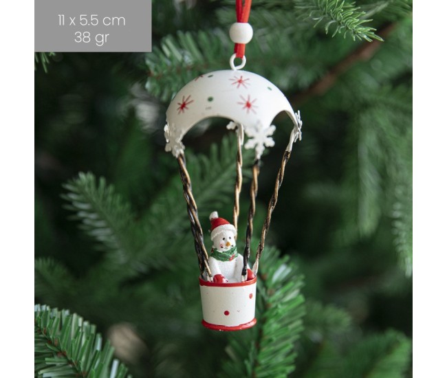 Figurina pentru Brad de Craciun, Flippy, Model Om de Zapada in Balon cu Aer Cald, Ornament pentru Brad, din Metal, 11 x 5.5 x 5.5 cm, Alb Figurina pentru Brad de Craciun, Flippy, Model Om de Zapada in Balon cu Aer Cald, Ornament pentru Brad, din Metal, 11 x 5.5 x 5.5 cm, Alb