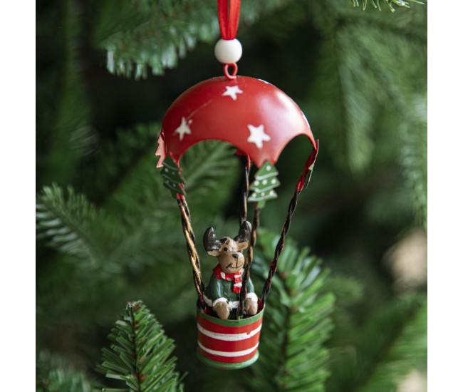 Figurina pentru Brad de Craciun, Flippy, Model Ren in Balon cu Aer Cald, Ornament pentru Brad, din Metal, 11 x 5.5 x 5.5 cm, Rosu inchis Figurina pentru Brad de Craciun, Flippy, Model Ren in Balon cu Aer Cald, Ornament pentru Brad, din Metal, 11 x 5.5 x 5.5 cm, Rosu inchis
