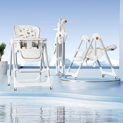 Foldable multifunctional baby dining chair-color: white