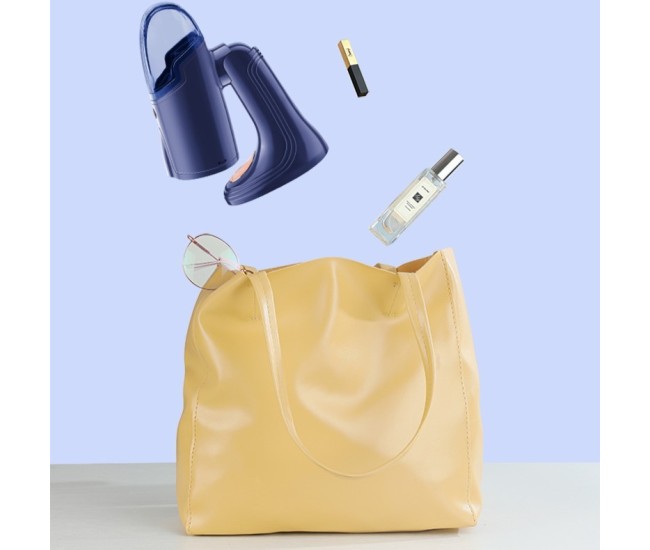 Aparat de Calcat Vertical Portabil cu Abur, Flippy, Putere 1500W, Rezervor Detasabil de 138ml, Priza, Functie Anti Calcar si Auto Curatare, Pliabil, cu Perie, 20x10.5x8 cm, Albastru