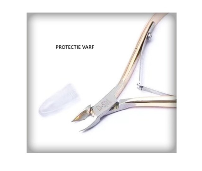 Cleste pentru Unghii si Cuticule, Flippy, din Otel Inoxidabil, Protectie Varf, 17 x 7 x 2 cm, Auriu Cleste pentru Unghii si Cuticule, Flippy, din Otel Inoxidabil, Protectie Varf, 17 x 7 x 2 cm, Auriu