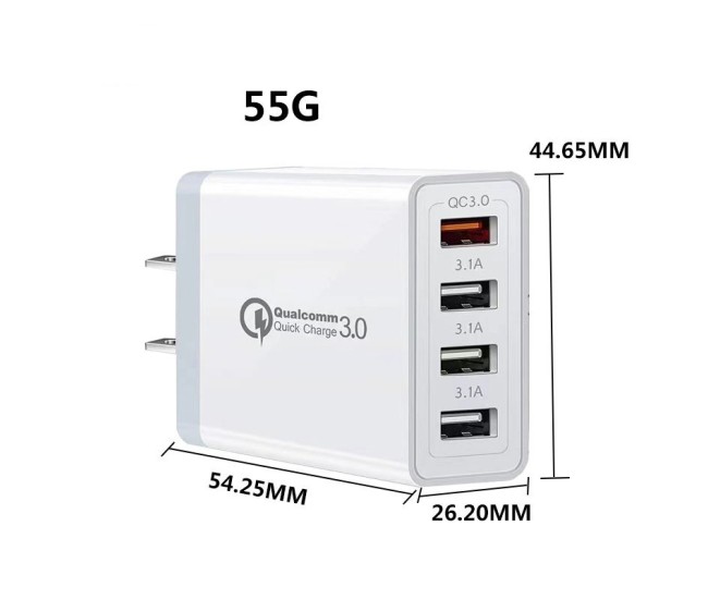 Incarcator Fast Charge pentru Telefon 33W, Flippy, Incarcator Quick Charge cu 4 Porturi USB-A, Power Delivery 33W, Cap Standard European, Alb Incarcator Fast Charge pentru Telefon 33W, Flippy, Incarcator Quick Charge cu 4 Porturi USB-A, Power Delivery 33W, Cap Standard European, Alb